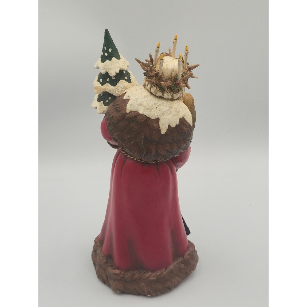 Vintage Cedar Creek Woodland Santa Claus Figurine 12" Antler Crown Owl Tree